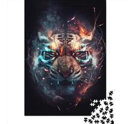 500 Pieces Electric Energy Tiger Jigsaw Square Puzzle for Adults Wooden Puzzles Unique Challenge Games 500pcs (52x38cm)