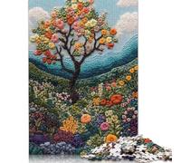 500 Pieces Embroidered Spring Landscape Jigsaw Puzzles Wooden Puzzles for Adults & Teenager Jigsaw Puzzles for Adults 500pcs (52x38cm)