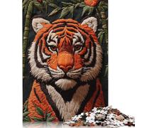 500 Pieces Embroidered Tiger Portrait for Adults Difficult Jigsaw Puzzles Puzzles Wooden Puzzles Brain Teaser Puzzles For Adults 500pcs (52x38cm)