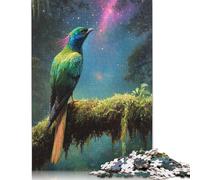 500 Pieces Exotic Bird Under Starry Sky Jigsaw Puzzles for Adults Wooden Puzzles for Adults Puzzles Learning Educational Toys 500pcs (52x38cm)