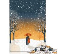 500 Pieces Falling Love Snow Jigsaw Puzzles for Adults Wood Puzzle Jigsaws Puzzling for Gift 500pcs (52x38cm)