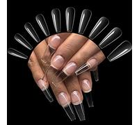 500 Pieces False Nails Tips for Acrylic Nails, Full Cover Fake Nail Extension Tips, Clear Coffin Acrylic Tips, Ballerina Nail Tips 10 Sizes