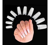 500 Pieces False Nails Tips for Acrylic Nails, Half Cover Fake Nail Extension Tips, Square Acrylic Tips (10 Sizes, Natural)