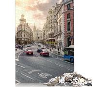 500 Pieces Famous Gran Vía, Madrid, Spain Square Jigsaw Puzzles for Adults And Wooden Puzzles Children Puzzles 500pcs (52x38cm)