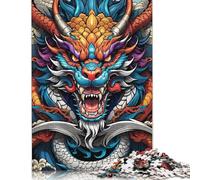 500 Pieces Fantasy Flying Dragon Jigsaw Puzzles for Adults Wood Jigsaw Family Puzzle Game Stress Reliever Puzzle for Adults 18+ 500pcs (52x38cm)