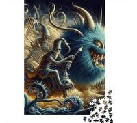 500 Pieces Fantasy Monsters Creative Square Wooden Jigsaw Puzzles for Adults Educational Game Challenge Toy 500pcs (52x38cm)