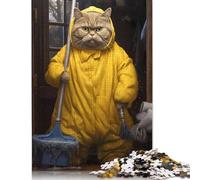 500 Pieces Fat Cat Cleaning Bathroom Puzzles Wooden Puzzle for Adults And Teenager Puzzling for Gift 500pcs (52x38cm)