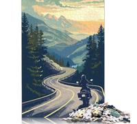 500 Pieces Female Motorcycle Mountain Jigsaw Puzzles for Adults Wood Puzzle Jigsaws Puzzling for Gift 500pcs (52x38cm)