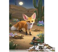 500 Pieces Fennec Fox Creative Square Jigsaw Puzzles for Adults & Wooden Puzzles Challenging Game 500pcs (52x38cm)