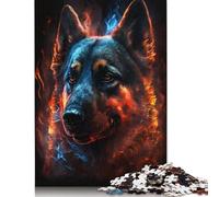500 Pieces Fire Animal German Shepherd Jigsaw Puzzle Difficulty Puzzle Education Games Toys 500pcs (52x38cm)