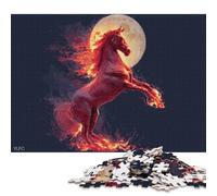 500 Pieces Flaming Horse Moonlit Puzzle for Adults Wooden Puzzles Jigsaw Puzzles for Adults Educational Game Challenge Toy 500pcs (52x38cm)