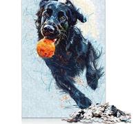 500 Pieces Flat Coated Retriever Ball for Adults Difficult Jigsaw Puzzles Puzzles for Adults Family Activity Jigsaw Puzzles 500pcs (52x38cm)