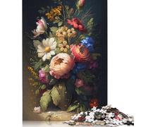 500 Pieces Flower Art Series Style 3 Jigsaw Puzzle Wooden Puzzles for Adults & Teenager for Adults& Teens Age 12 Years Up 500pcs (52x38cm)