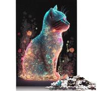 500 Pieces Flower Cat Floral Glowing Puzzle for Adults Puzzle Adult Jigsaw Puzzle Learning Educational Toys 500pcs (52x38cm)