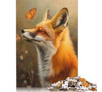 500 Pieces Fox And Butterfly Jigsaw Puzzles Wooden Puzzles for Adults & Teenager Jigsaw Puzzles for Adults 500pcs (52x38cm)