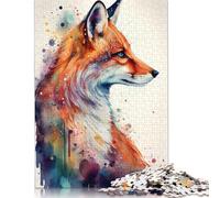 500 Pieces Fox Watercolor Animal Square Jigsaw Puzzles for Adults And Wooden Puzzles 500pcs (52x38cm)