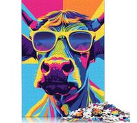 500 Pieces Funny Cow in Sunglasses Jigsaw Puzzles Adults Difficulty Jigsaw Puzzles Education Toys Games 500pcs (52x38cm)