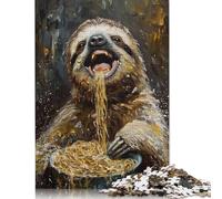 500 Pieces Funny Sloth Spaghetti Eat Puzzle for Adults Puzzles for Adults & Teenager Relax Puzzles Games 500pcs (52x38cm)