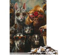 500 Pieces Funny Wild Animals Shades Puzzle for Adults Puzzles for Adults & Teenager Secret Santa Gifts 500pcs (52x38cm)