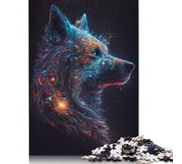 500 Pieces Galactic Art Wolf Puzzles Jigsaw Adults Difficulty Jigsaw Puzzle Relaxing Games Toy 500pcs (52x38cm)