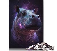 500 Pieces Galaxy Animal Hippo Puzzles Jigsaw Difficulty Puzzle Jigsaw Educational Games Toy 500pcs (52x38cm)