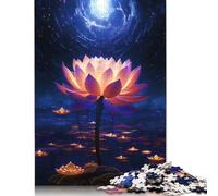 500 Pieces Galaxy Lotus Blossom Neon Puzzle Jigsaw Difficulty Puzzle Jigsaw Educational Game Toy 500pcs (52x38cm)