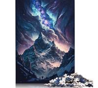 500 Pieces Galaxy Snowy Mountain Jigsaw Puzzle Difficulty Puzzle Education Games Toys 500pcs (52x38cm)