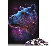 500 Pieces Galaxy Space Hippo Jigsaw Puzzle Adults Difficulty Puzzles Educational Toy Games Family Decoration 500pcs (52x38cm)