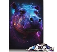 500 Pieces Galaxy Space Hippo Jigsaw Puzzles Adults Difficulty Jigsaw Puzzles Education Toys Games 500pcs (52x38cm)