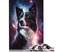 500 Pieces Galaxy Star Border Collie Jigsaw Puzzles Adults Difficulty Puzzles Strengthen Relationships between Family Members 500pcs (52x38cm)