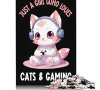 500 Pieces Gamer Girl Cat Kawaii Jigsaw Puzzle Puzzles for Teenagers Gifts for Adults 500pcs (52x38cm)
