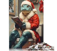500 Pieces Gator Santa on The Toilet Jigsaw Puzzles Puzzles for Teenagers Gifts for Adults Puzzle Gifts 500pcs (52x38cm)