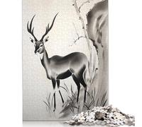 500 Pieces Gazelle Ink Art Jigsaw Puzzle Difficulty Puzzle Education Games Toys 500pcs (52x38cm)