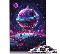 500 Pieces Globe Space Ship Jigsaw Puzzle Difficulty Puzzle Education Games Toys 500pcs (52x38cm)