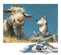 500 Pieces Goat And Wolf Friendship Puzzle for Adults Wooden Puzzles Jigsaw Puzzles for Adults Educational Game Challenge Toy 500pcs (52x38cm)