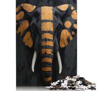 500 Pieces Gold & Black Elephant Painting Puzzles Jigsaw Adults Difficulty Puzzles Jigsaw Educational Games Toy Family Decoration 500pcs (52x38cm)