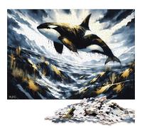 500 Pieces Golden Orca Leap Jigsaw Puzzles Wooden Puzzles for Adults & Teenager Brain Teaser Puzzles For Adults 500pcs (52x38cm)