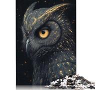 500 Pieces Golden Owl Portrait Jigsaw Puzzles Adults Difficulty Puzzles Strengthen Relationships between Family Members 500pcs (52x38cm)