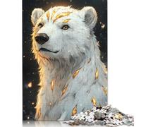 500 Pieces Golden Polar Bear Animal Puzzle Jigsaw, Difficulty Puzzle Jigsaw Educational Game Toy Family Decoration 500pcs (52x38cm)