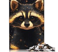 500 Pieces Golden Raccoon Portrait Animal Jigsaw Puzzles Adults Difficulty Puzzles Strengthen Relationships between Family Members 500pcs (52x38cm)