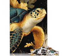 500 Pieces Golden Turtle with Floral Accents for Adults Difficult Jigsaw Puzzles Puzzle Jigsaws for Adults Family Activity Jigsaw Puzzles 500pcs (52x38cm)