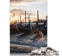 500 Pieces Gondolas Sunrise Venice Creative Square Wooden Jigsaw Puzzles for Adults Educational Game Challenge Toy 500pcs (52x38cm)