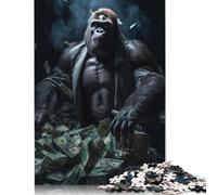 500 Pieces Gorilla Money Dollar Bills Jigsaw Puzzles for Adults Wooden Puzzles for Adults Teenager Man Woman Gift 500pcs (52x38cm)