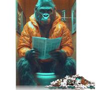 500 Pieces Gorilla Reading on Toilet Puzzle for Adults Puzzles for Adults & Teenager Relax Puzzles Games 500pcs (52x38cm)