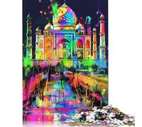 500 Pieces Graffiti Taj Mahal Jigsaw Puzzles for Adults Jigsaw Puzzle for Family Time Brain Challenge 500pcs (52x38cm)