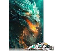 500 Pieces Green Glowing Dragon for Adults Difficult Jigsaw Puzzles Wooden Puzzle for Adults And Teenager Jigsaw Puzzles for Adult 500pcs (52x38cm)