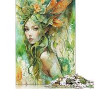 500 Pieces Green Leafy Forest Fey Creative Square Jigsaw Puzzles for Adults & Wooden Puzzles Challenging Game 500pcs (52x38cm)