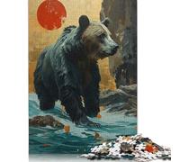 500 Pieces Grizzly Bear Creative Square Jigsaw Puzzles for Adults And Wooden Puzzles Challenging Game 500pcs (52x38cm)