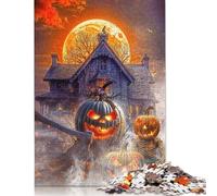 500 Pieces Halloween Mystery House for Adults Difficult Jigsaw Puzzles Puzzles Wooden Puzzles Educational Game for Adult Teenagers 500pcs (52x38cm)