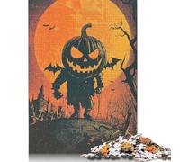 500 Pieces Halloween Pumpkin Monster Jigsaw Puzzle Wooden Puzzle Adult Jigsaw Puzzle Sustainable Puzzle for Adults 500pcs (52x38cm)